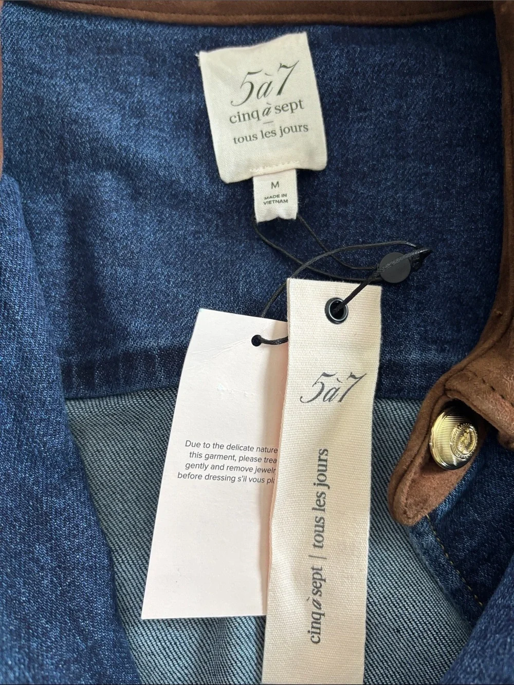 Cinq a Sept Suede Combo Autumn Denim Shirt Jacket NWT